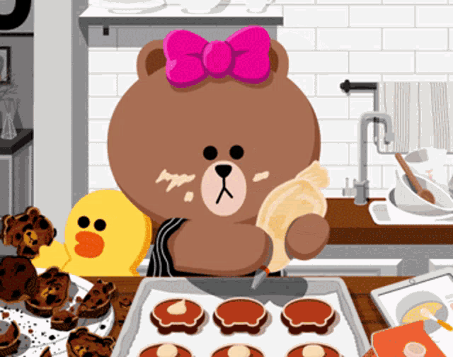 Brown Bear Baking GIF - Brown Bear Baking Cute GIFs