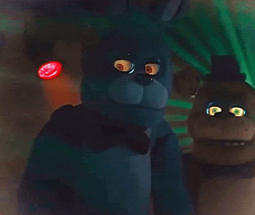 a rabbit with glasses and a bow tie is standing in a dark room