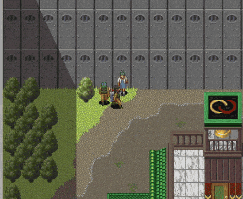 a screenshot of a video game with a green sign that says ' c ' on it
