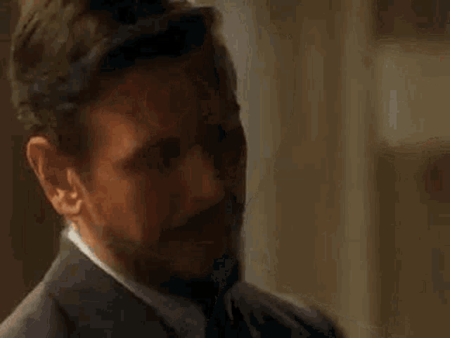 a man with a beard is wearing a suit and tie and looking at the camera .