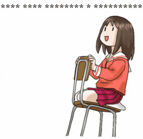 a cartoon of a girl sitting in a chair