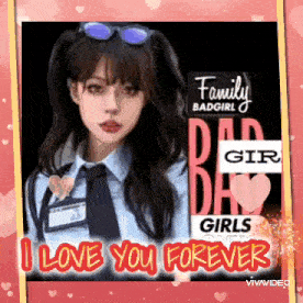 a picture of a girl with the words " i love you forever "