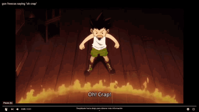 a video of gon freecss says oh crap