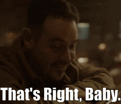 a man says " that 's right baby " while sitting down