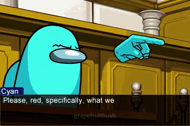 a blue among us character says cyan please red specifically what we grapefruit bush
