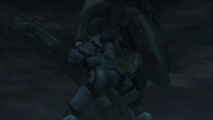 a person is standing in the dark with a sword in their hand
