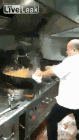 a man in a white shirt is cooking in a kitchen with a live leak logo in the corner