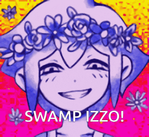 a girl with a flower crown on her head is smiling and says swamp izzo .