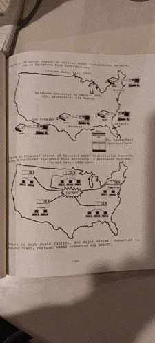 a book is open to a page that shows a map of the us