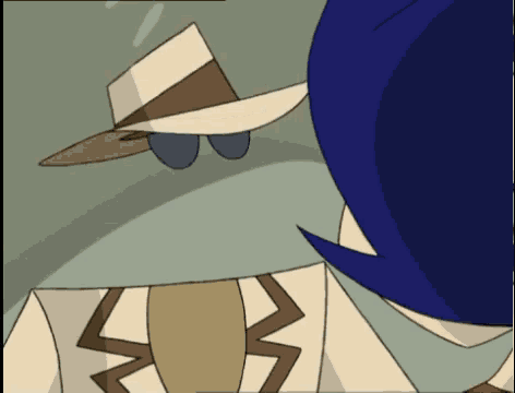 a cartoon of a man wearing a hat and tie