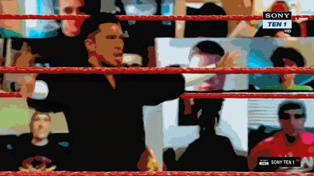 a boxing ring with a sign that says sony ten 1 hd