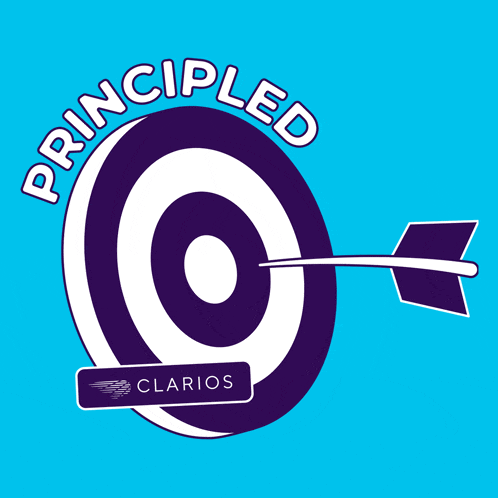 a target with an arrow in the center and the words " principled "