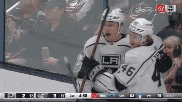 a hockey game between the la kings and the washington capitals