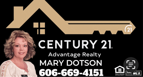 a century 21 advantage realty sign with mary dotson 's phone number