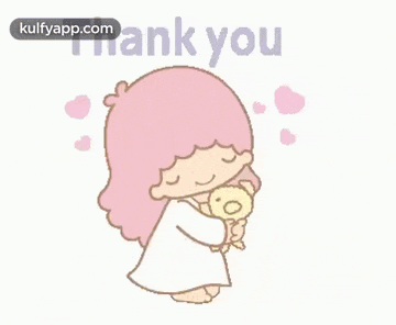a little girl is hugging a teddy bear and saying thank you .