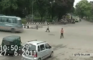Bus On Bus Crash At Intersection GIF - Bus Crossing Bus Crash Bus On Bus Crash GIFs