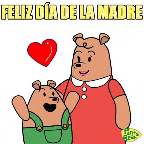 a cartoon of two bears with the words feliz dia de la madre on the bottom