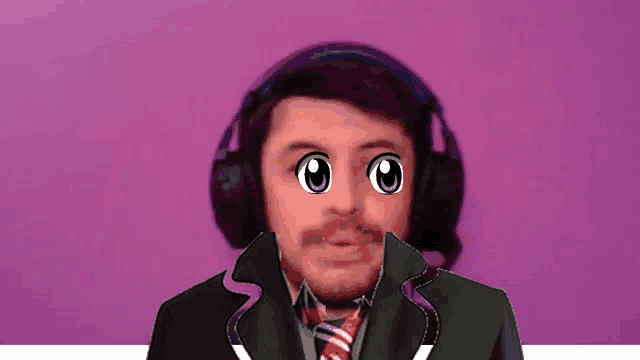 a man wearing headphones and a suit and tie