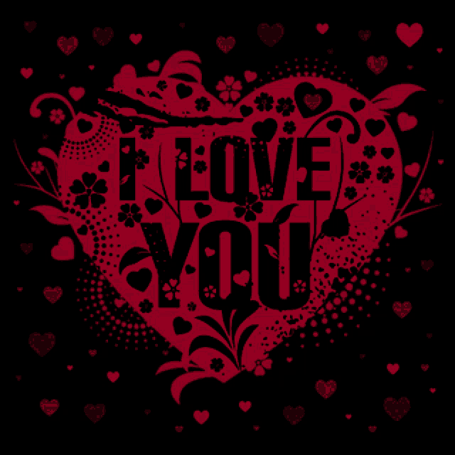a red heart with the words " i love you " surrounded by hearts