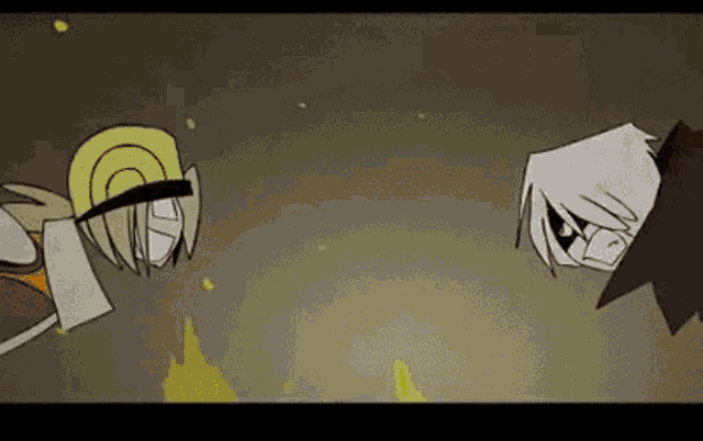 a couple of cartoon characters are standing next to each other on a brown background .