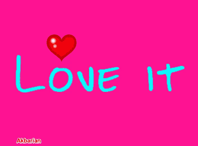 a drawing of a heart and the words love it on a pink background