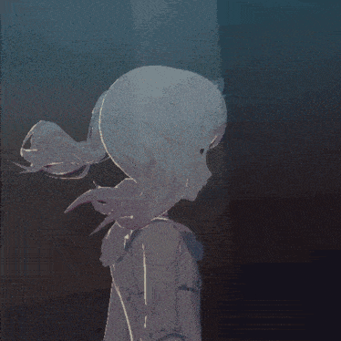 a drawing of a girl with long white hair