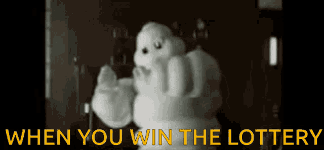 a picture of a ghost with the words when you win the lottery below it