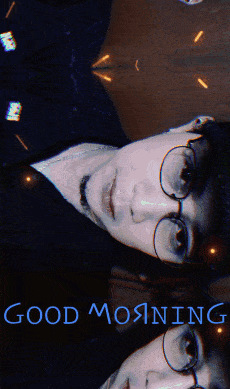 a poster that says " good morning " with a yellow background