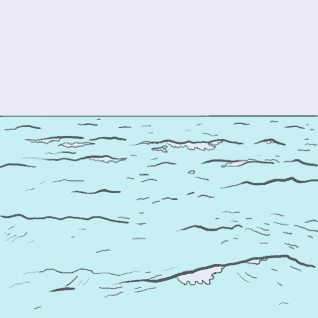 a cartoon drawing of waves in the ocean