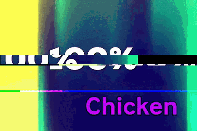 the word chicken is displayed on a colorful screen