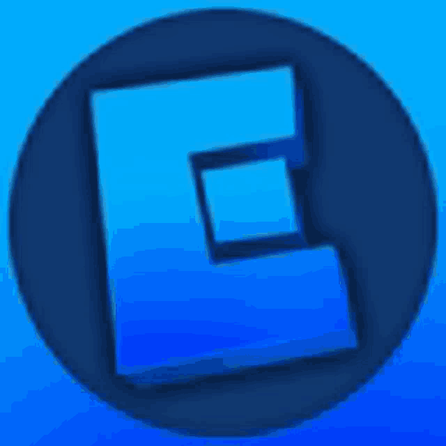 a blue letter e in a circle on a blue background .
