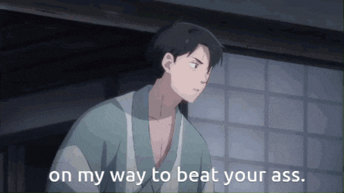 a man in a kimono with the words on my way to beat your ass