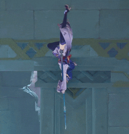 a person is hanging upside down from a ceiling