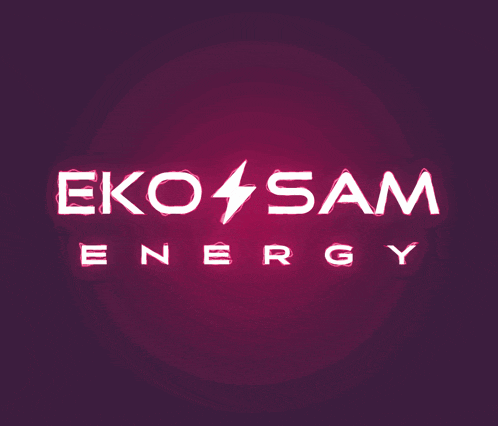 a logo for eko sam energy with a lightning bolt on it