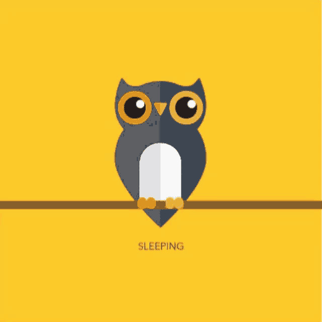 an owl is sitting on a tree branch with the word thinking below it