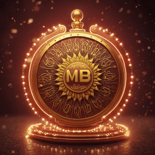 a circular emblem with the letter mb in the center