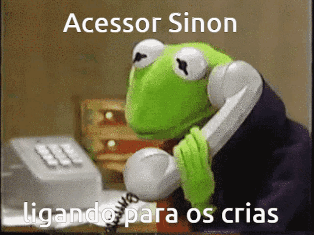 a kermit the frog is talking on a phone with the caption " acessor sinon "