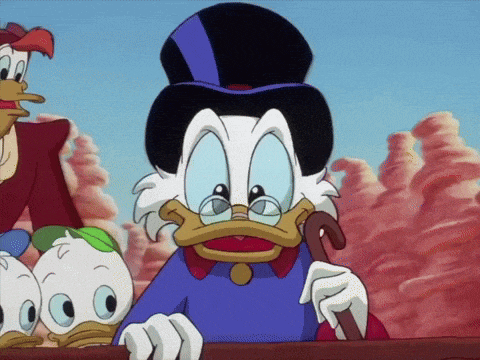 a cartoon character with glasses and a cane
