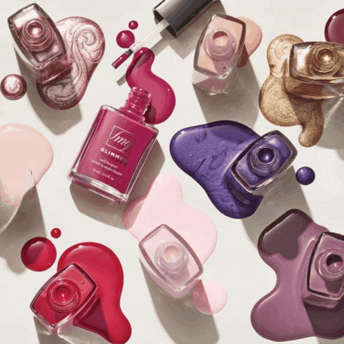several bottles of nail polish including one that says ' img ' on the label