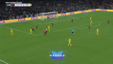 a soccer game is being played in the uefa nations league and the score is 0 to 0
