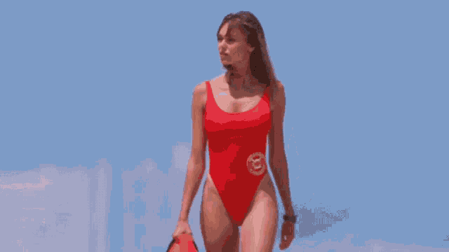 Baywatch Red Swimsuit GIF - Baywatch Red Swimsuit One Piece Swimsuit GIFs