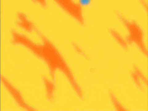 a painting of leaves flying in the air