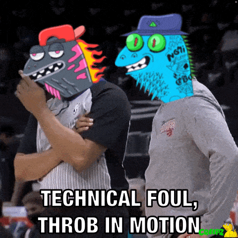 technical foul throb in motion is displayed on a basketball court