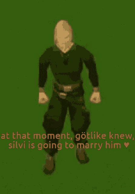 a cartoon of a man dancing with the words " at that moment gottlike knew silvi is going to marry him "