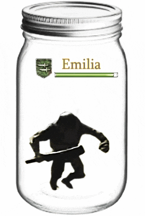 a mason jar has emilia written on the top of it