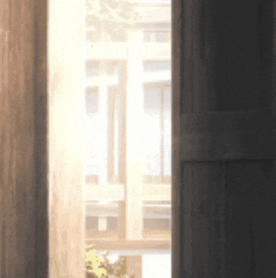 the sun is shining through the window of a wooden door .