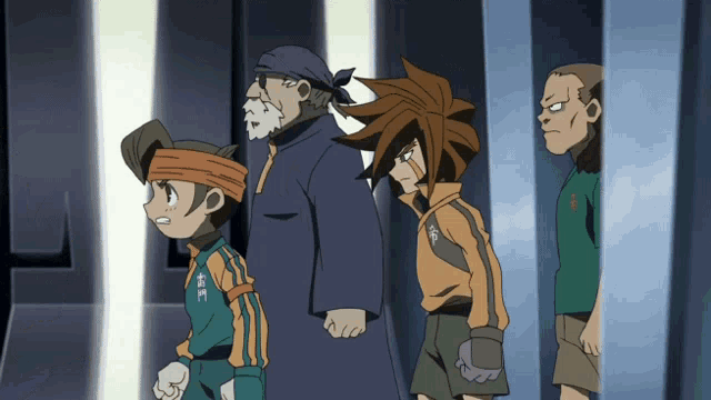 a group of cartoon characters are standing next to each other with one of them wearing a shirt that says ' samurai '
