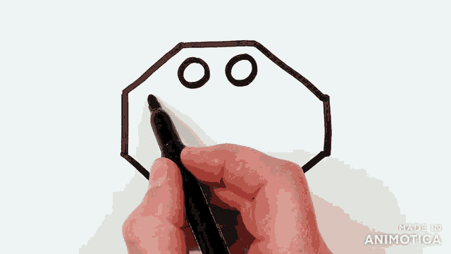 a person is drawing a circle with three circles on a white background