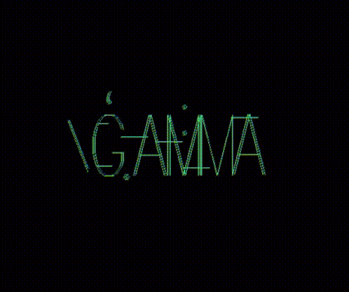 the word gamma is written in green on a black background