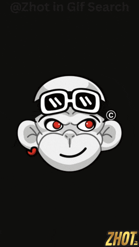 a picture of a monkey wearing sunglasses and a sticker that says zhot on it